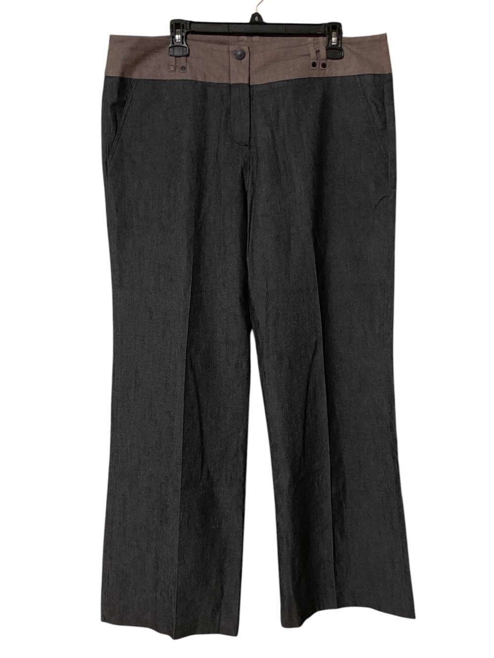 Sandro Sportswear Wide Leg Pants Women’s 16 Black Brown Pockets Casual Career